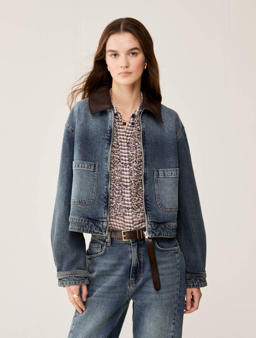 Cropped denim jacket - BLUE JEANS - Pennyblack