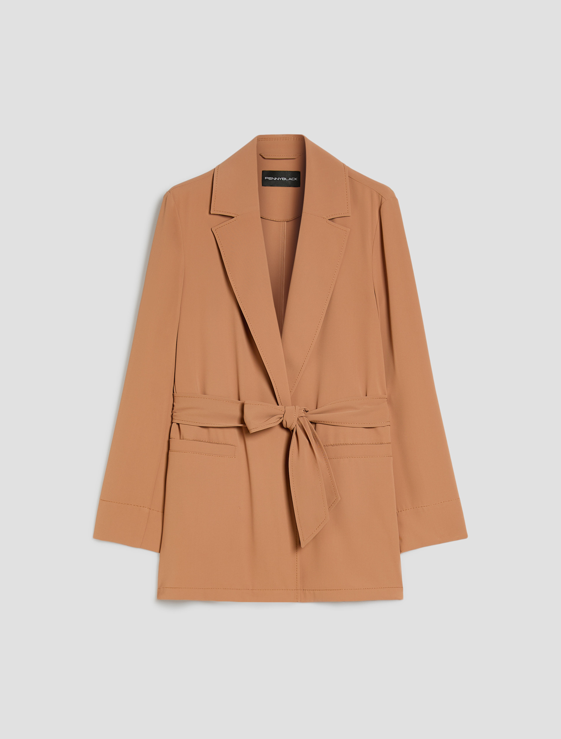 Flowing blazer with belt - TOBACCO - pennyblack