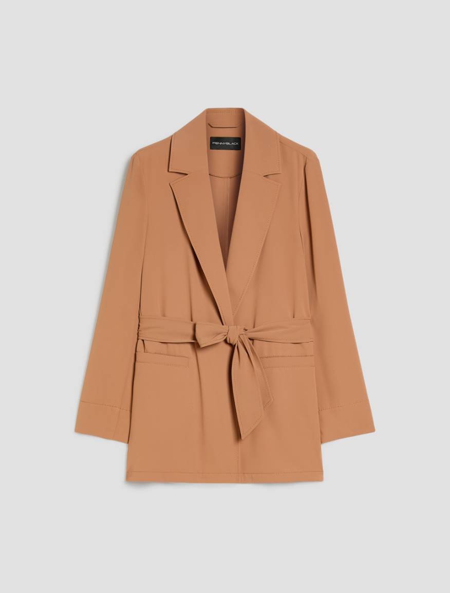 Blazer fluido con cintura - CUOIO - Pennyblack - 2