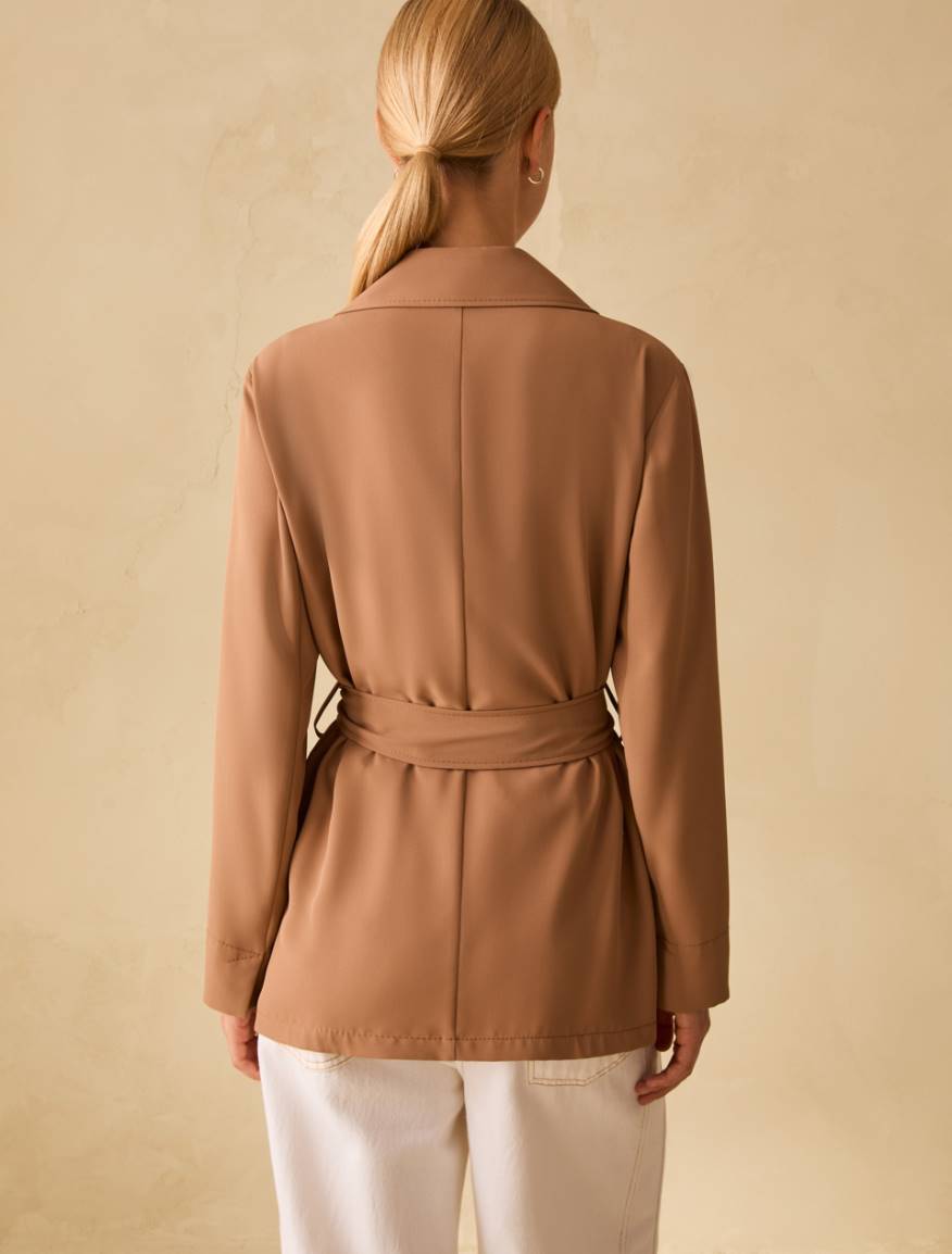 Blazer fluido con cintura - CUOIO - Pennyblack - 3