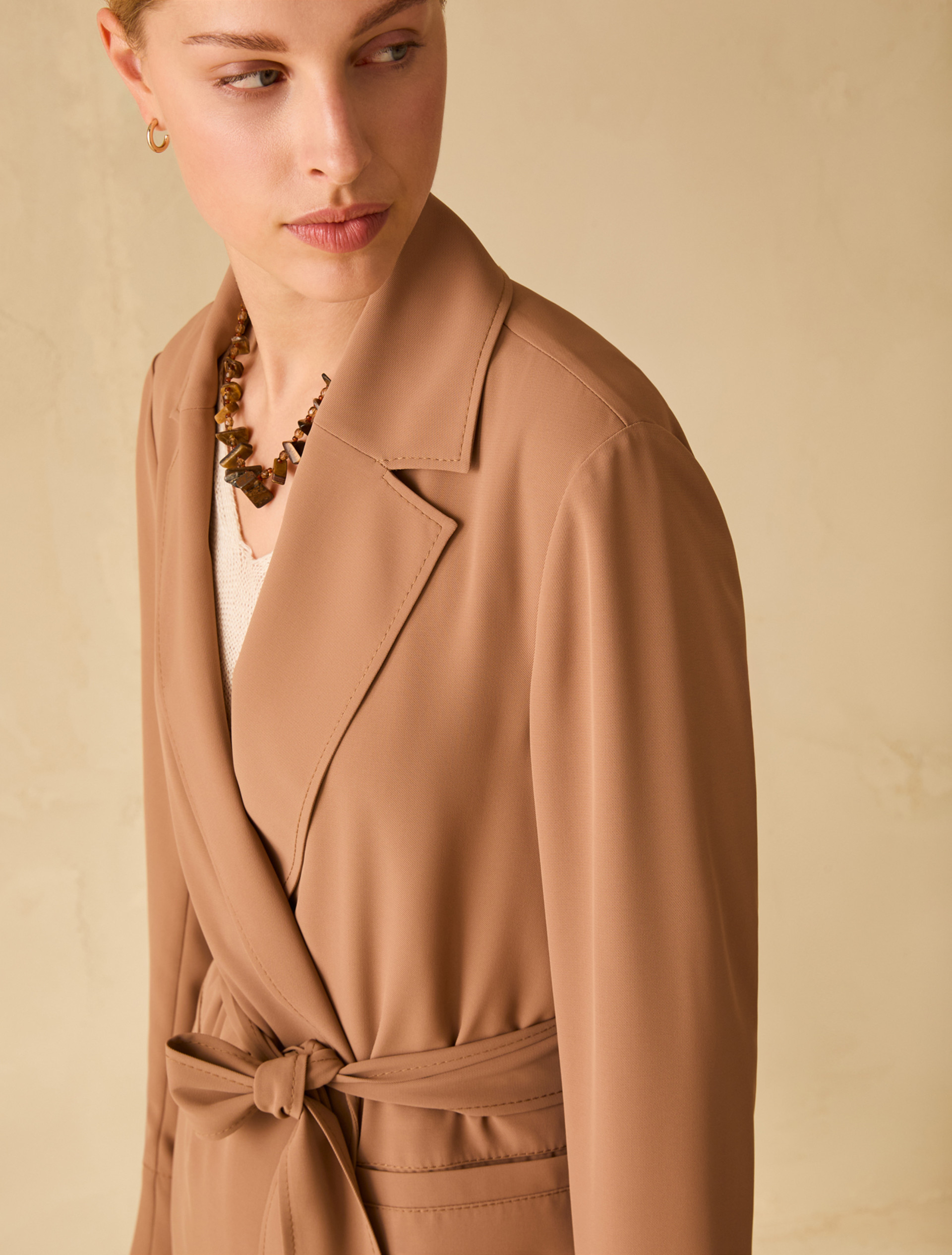 Flowing blazer with belt - TOBACCO - pennyblack