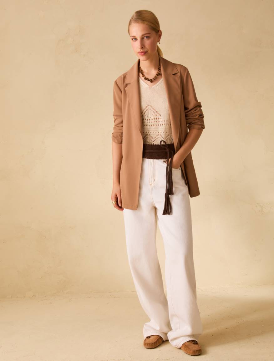 Blazer fluido con cintura - CUOIO - Pennyblack - 5