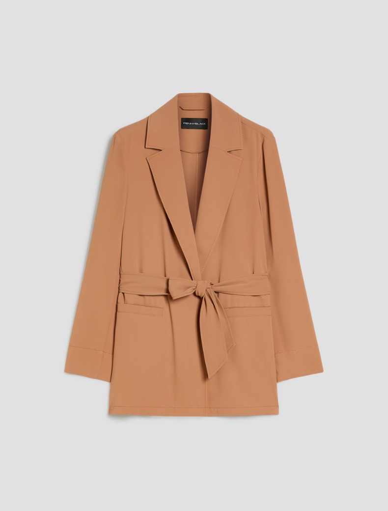 Flowing blazer with belt - TOBACCO - pennyblack