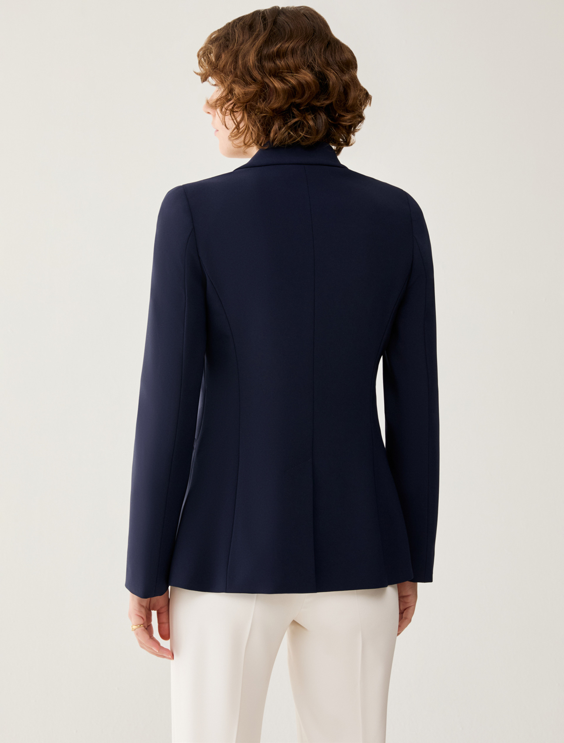 Single-breasted cady blazer - NAVY - pennyblack