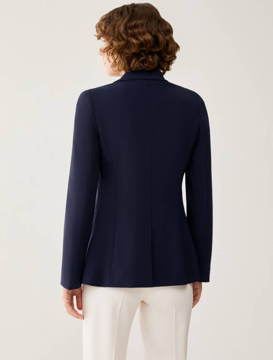 Single-breasted cady blazer - NAVY - Pennyblack - 3