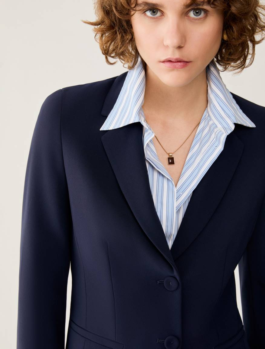 Single-breasted cady blazer - NAVY - Pennyblack - 4