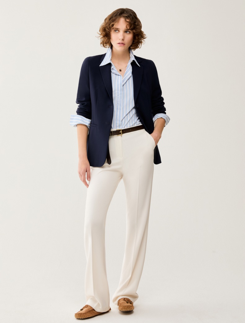 Single-breasted cady blazer - NAVY - pennyblack