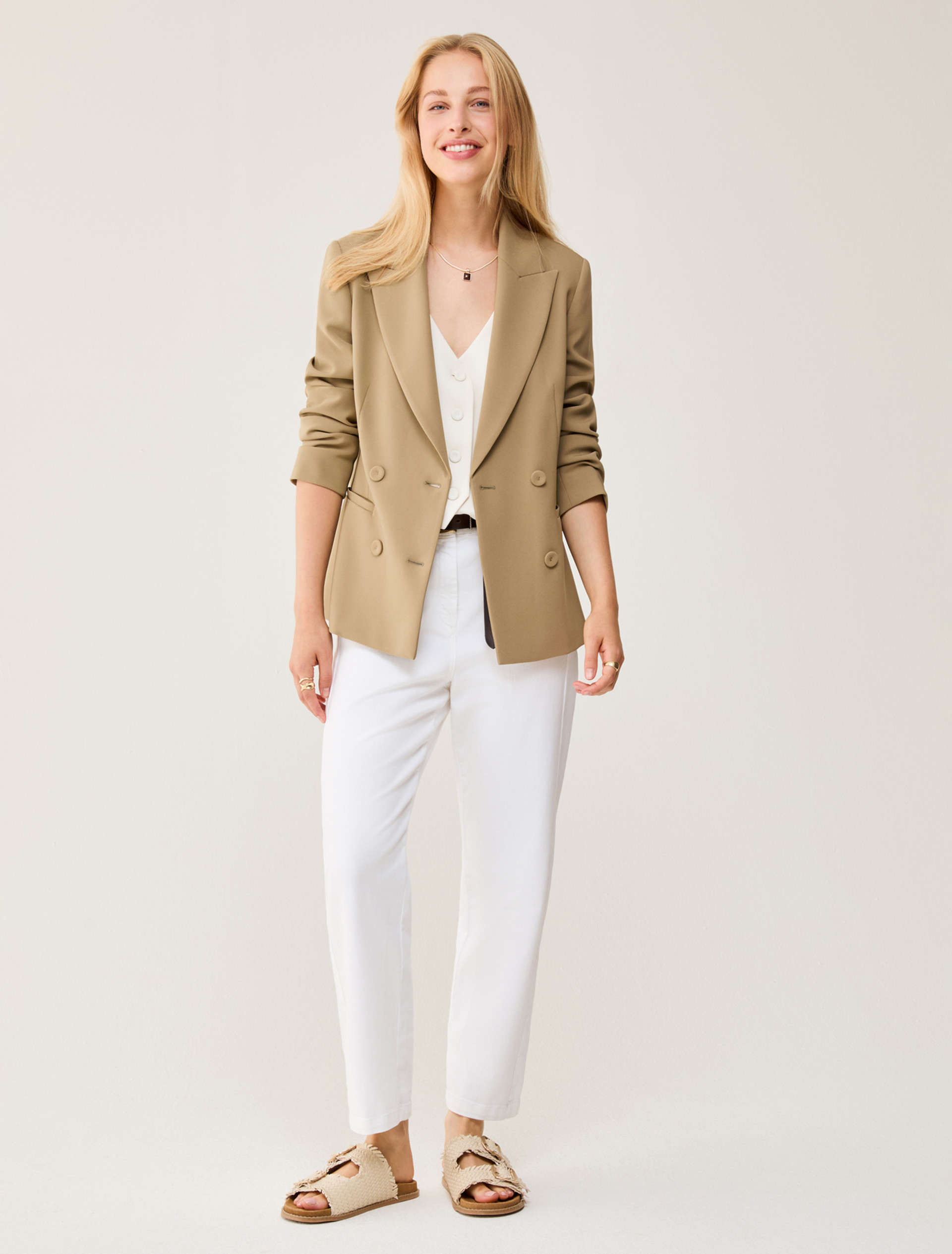 Double-breasted cady blazer - SAGE - pennyblack