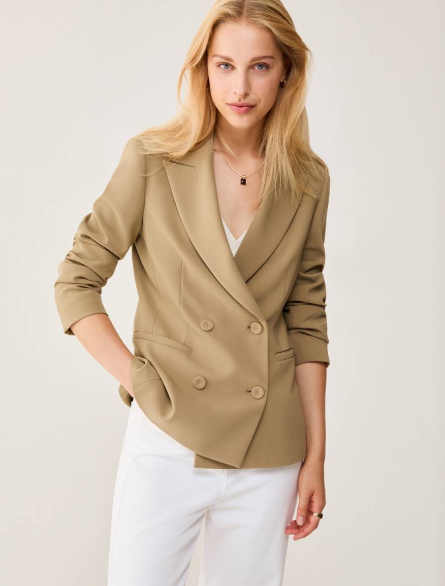 Double-breasted cady blazer - SAGE - Pennyblack