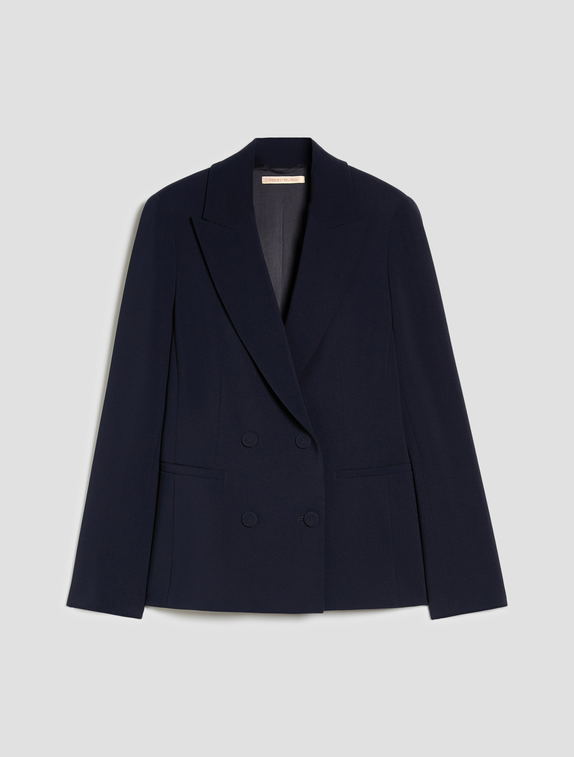 Double-breasted cady blazer - NAVY - pennyblack