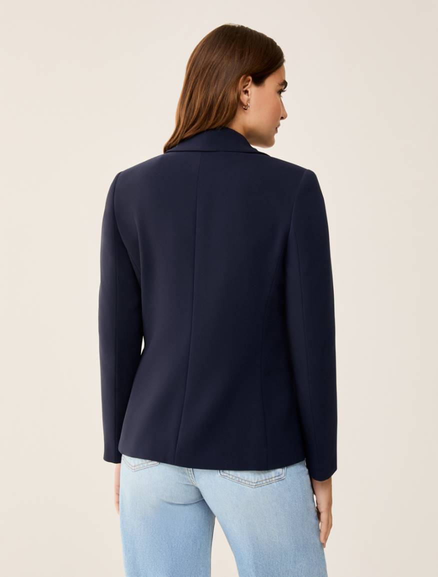 Double-breasted cady blazer - NAVY - Pennyblack - 3