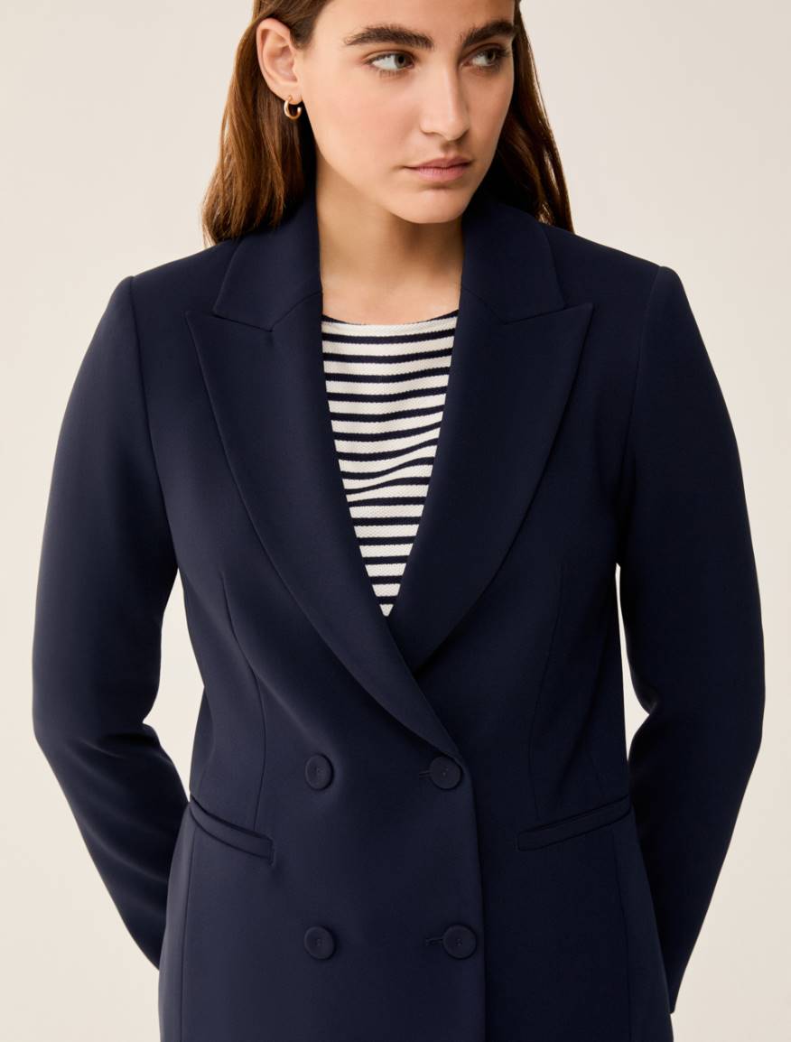 Double-breasted cady blazer - NAVY - Pennyblack - 4
