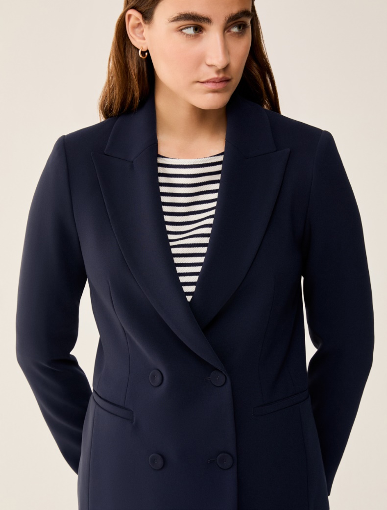 Double-breasted cady blazer - NAVY - pennyblack