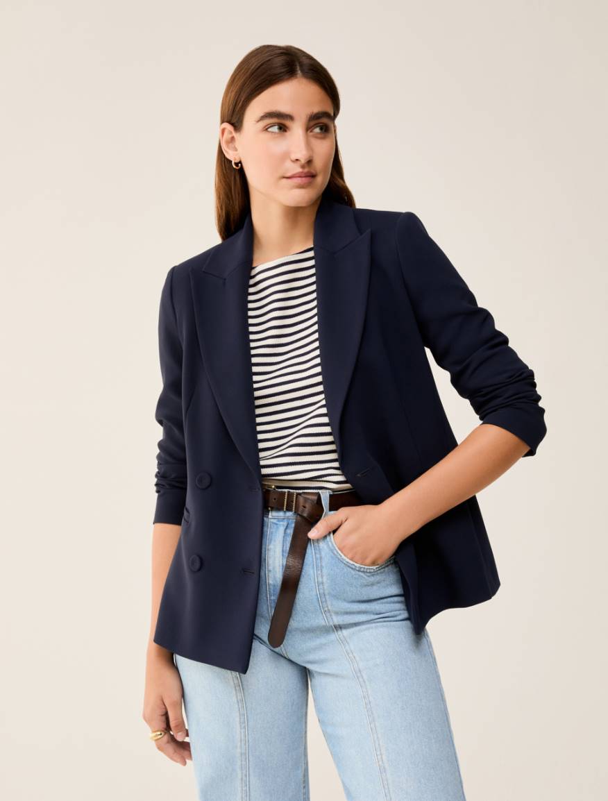 Double-breasted cady blazer - NAVY - Pennyblack