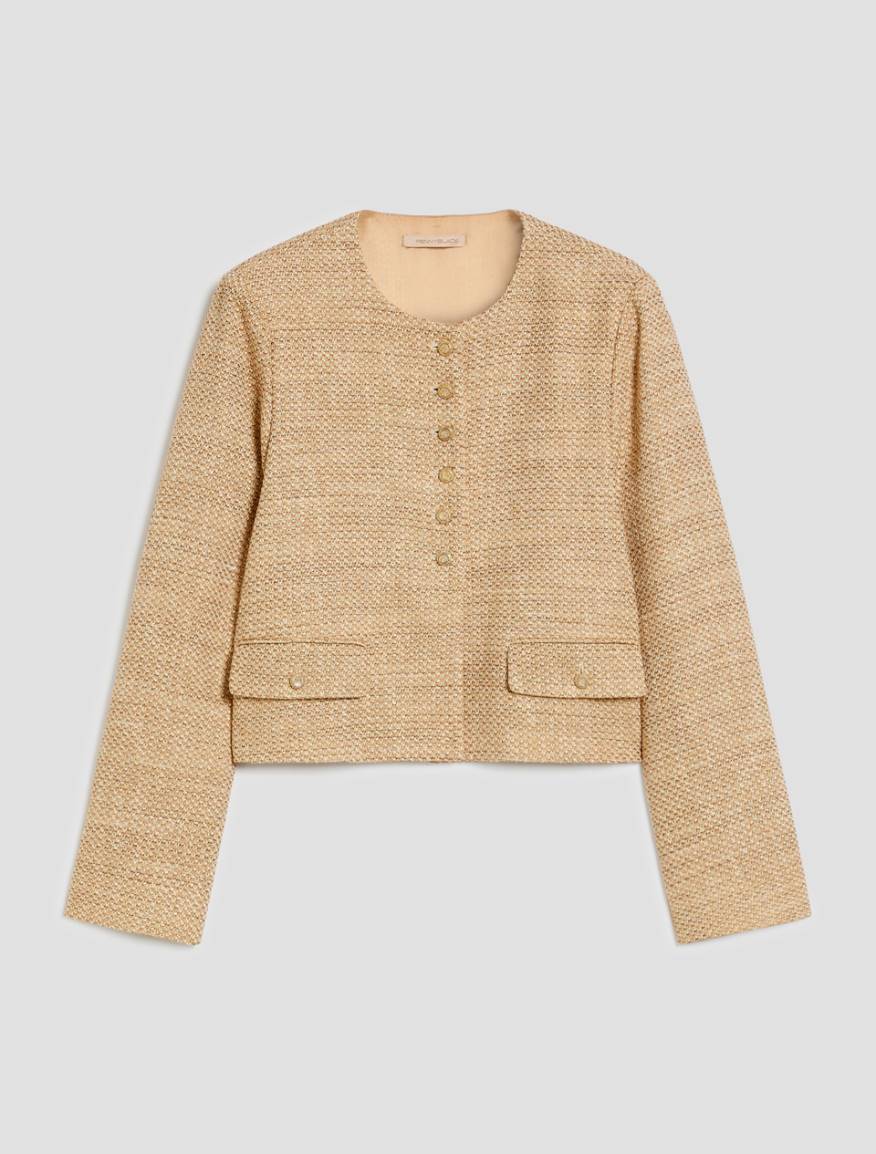 Lamé basketweave boxy jacket - NATURAL - Pennyblack - 2