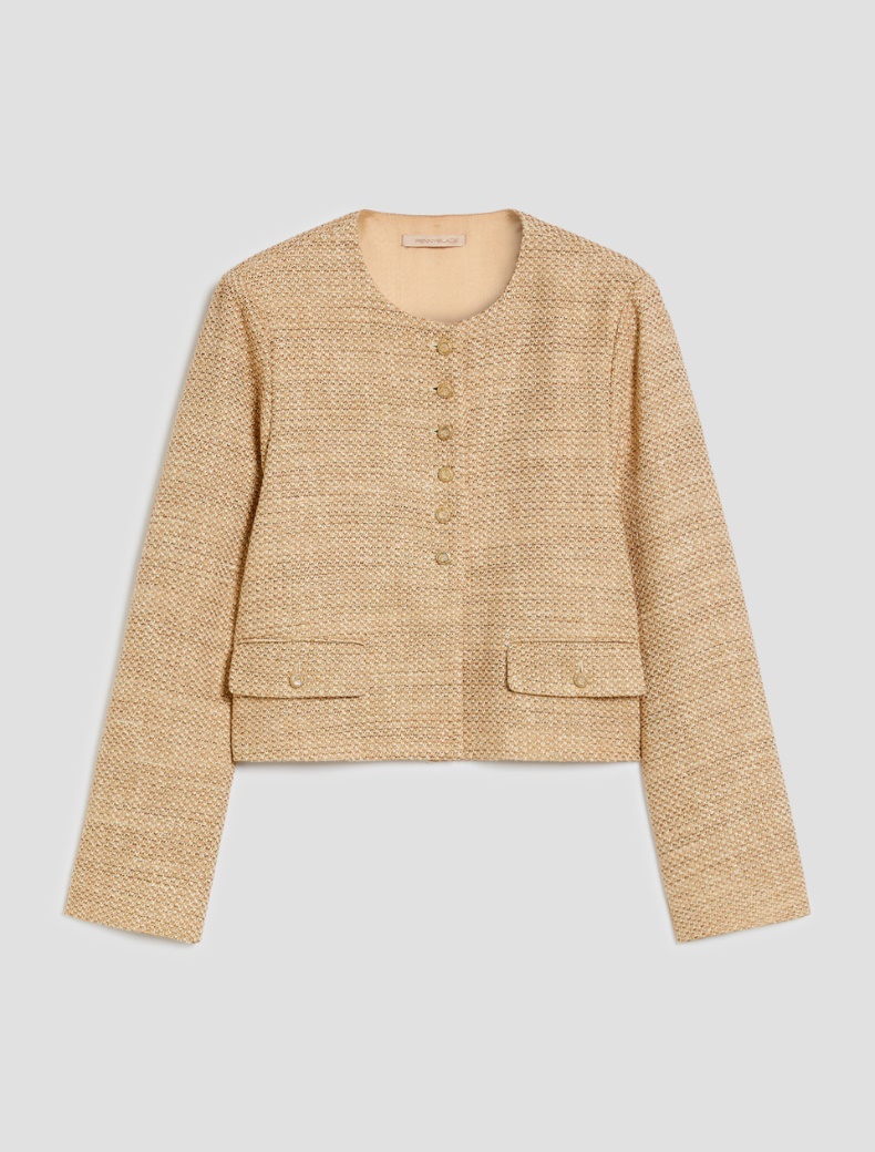 Lamé basketweave boxy jacket - NATURAL - pennyblack