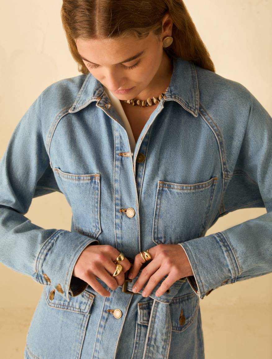 Denim safari jacket - BLUE JEANS - Pennyblack - 4