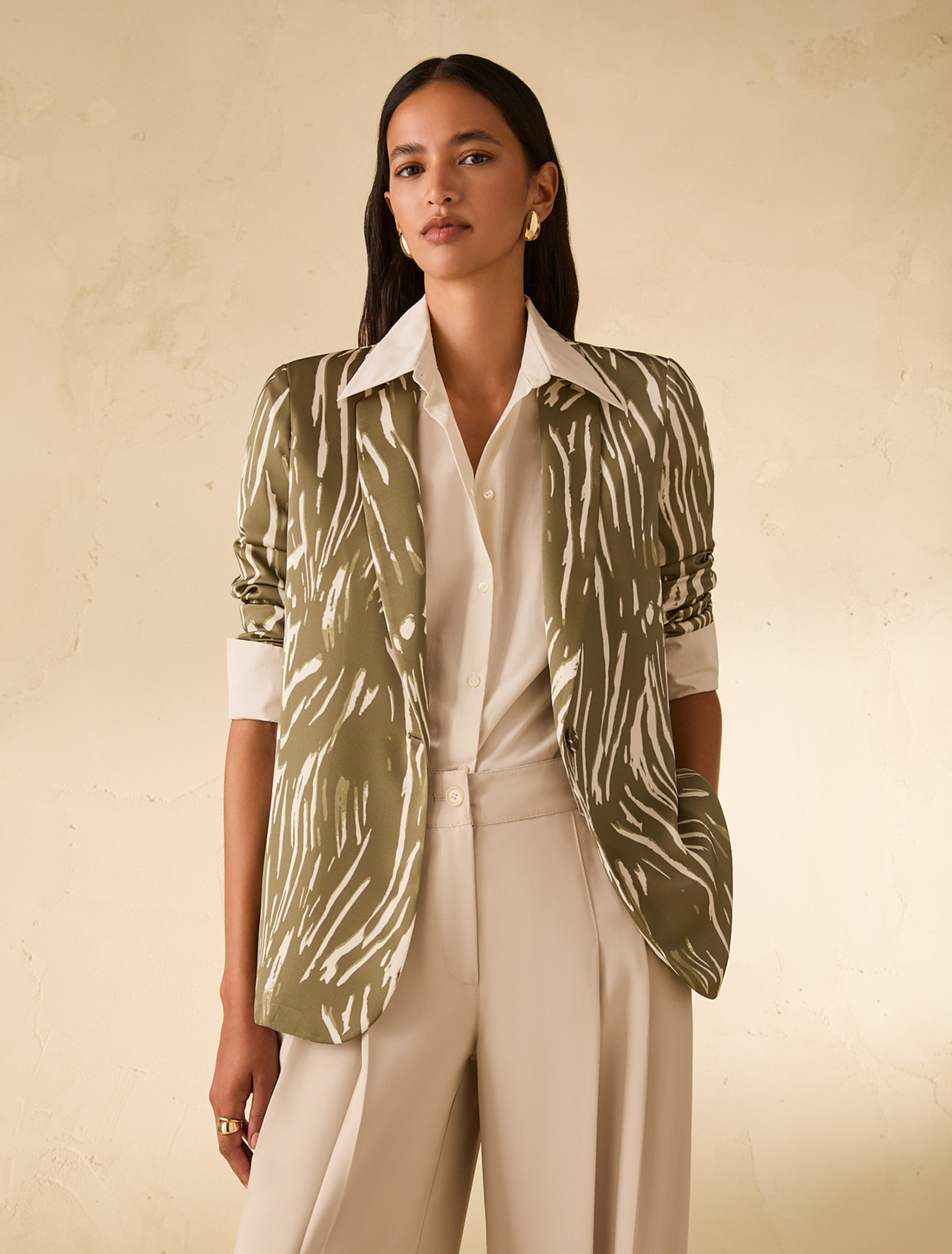 Double satin blazer - GREEN - pennyblack