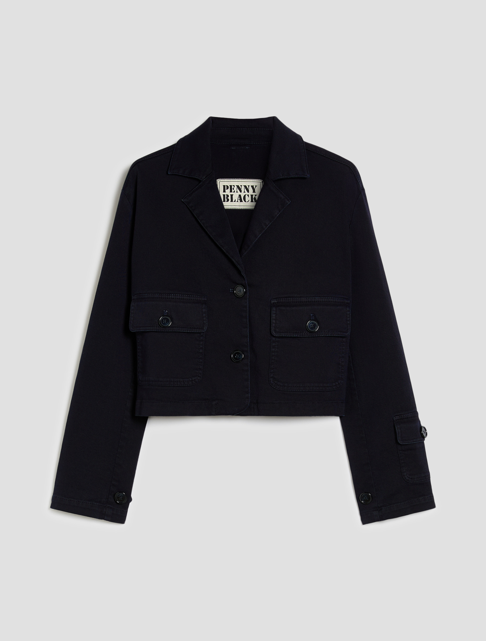 Cotton bull denim cropped jacket - NAVY - pennyblack