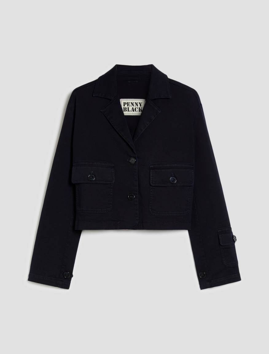 Cotton bull denim cropped jacket - NAVY - Pennyblack - 2
