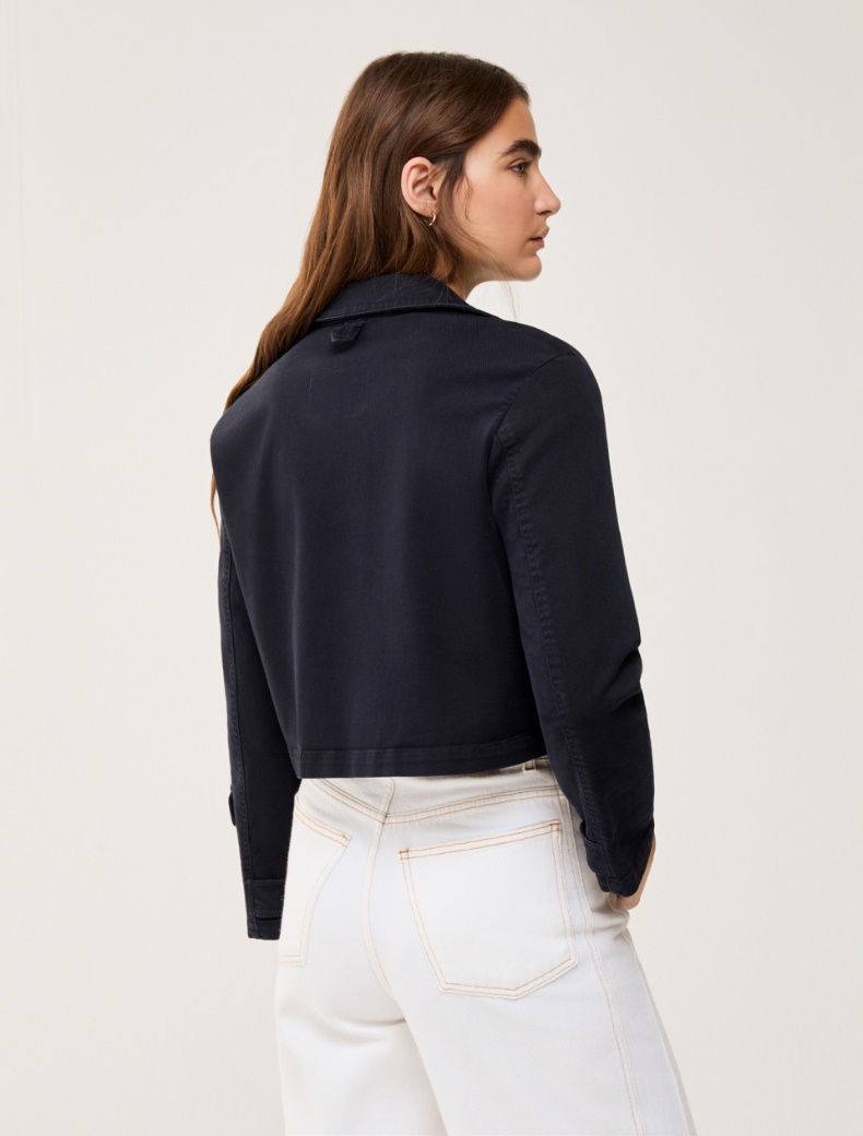 Cotton bull denim cropped jacket - NAVY - pennyblack