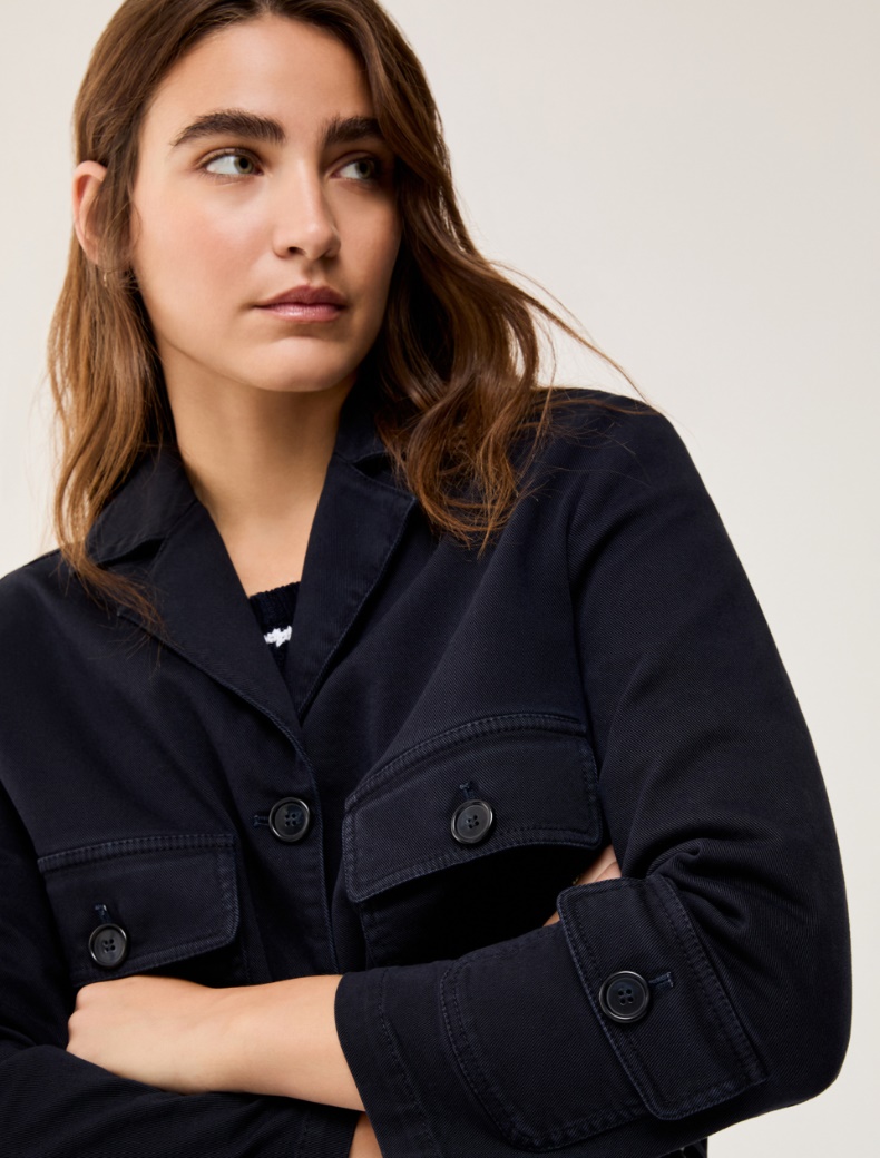 Cotton bull denim cropped jacket - NAVY - pennyblack