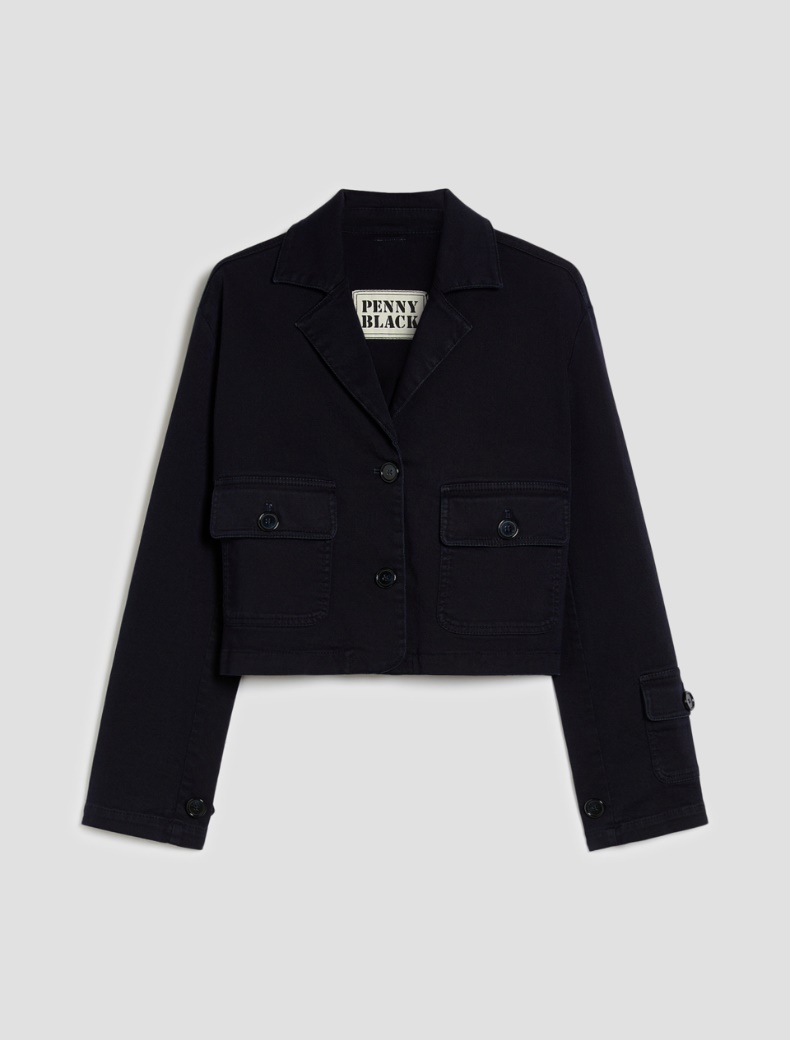 Cotton bull denim cropped jacket - NAVY - pennyblack