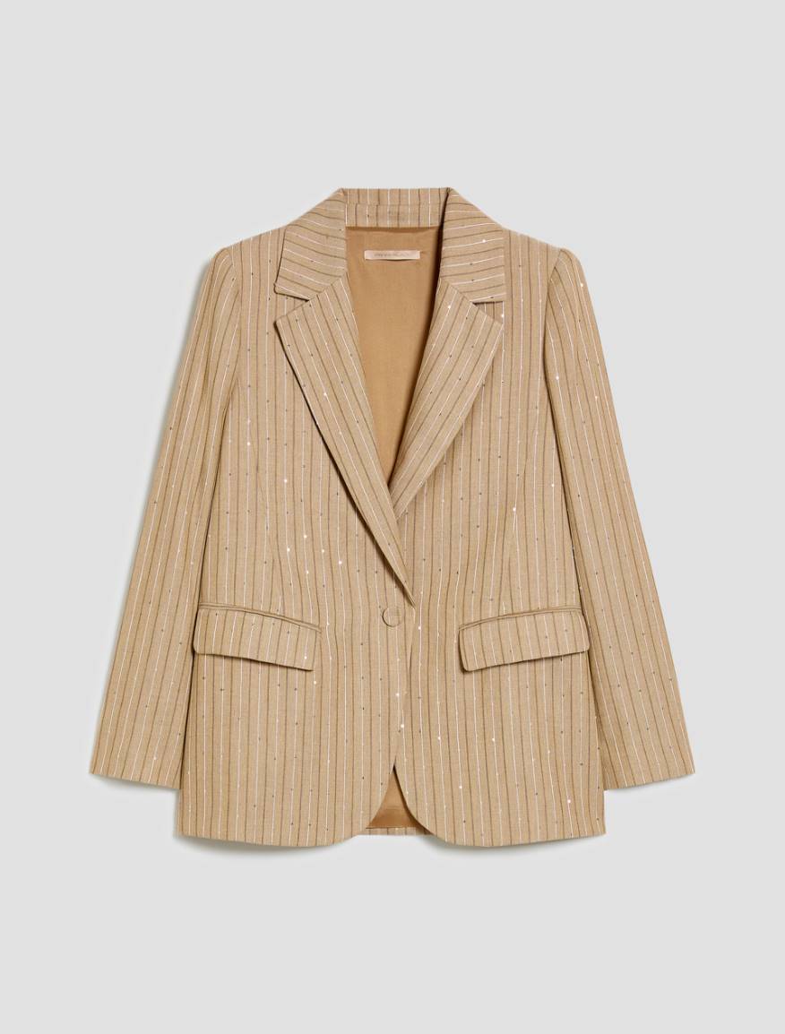 Pinstriped blazer with sequins - SAGE - Pennyblack - 2