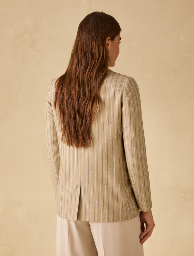 Pinstriped blazer with sequins - SAGE - pennyblack