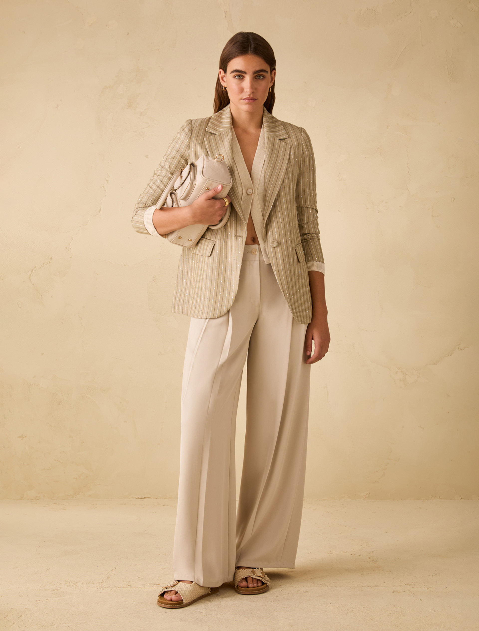 Pinstriped blazer with sequins - SAGE - pennyblack