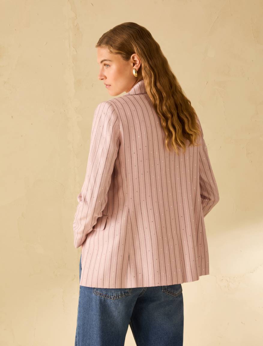 Pinstriped blazer with sequins - PINK - Pennyblack - 3