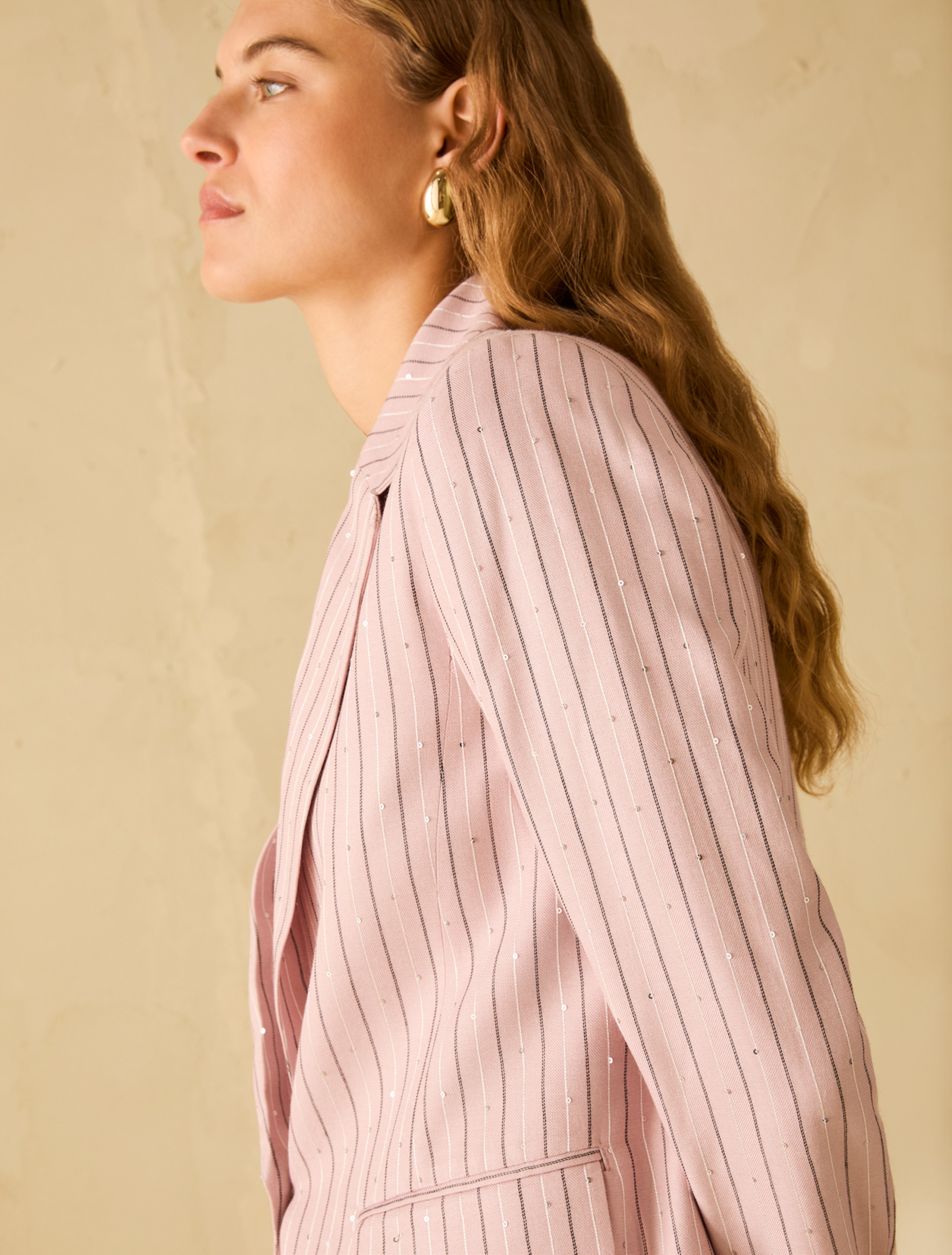 Pinstriped blazer with sequins - PINK - pennyblack