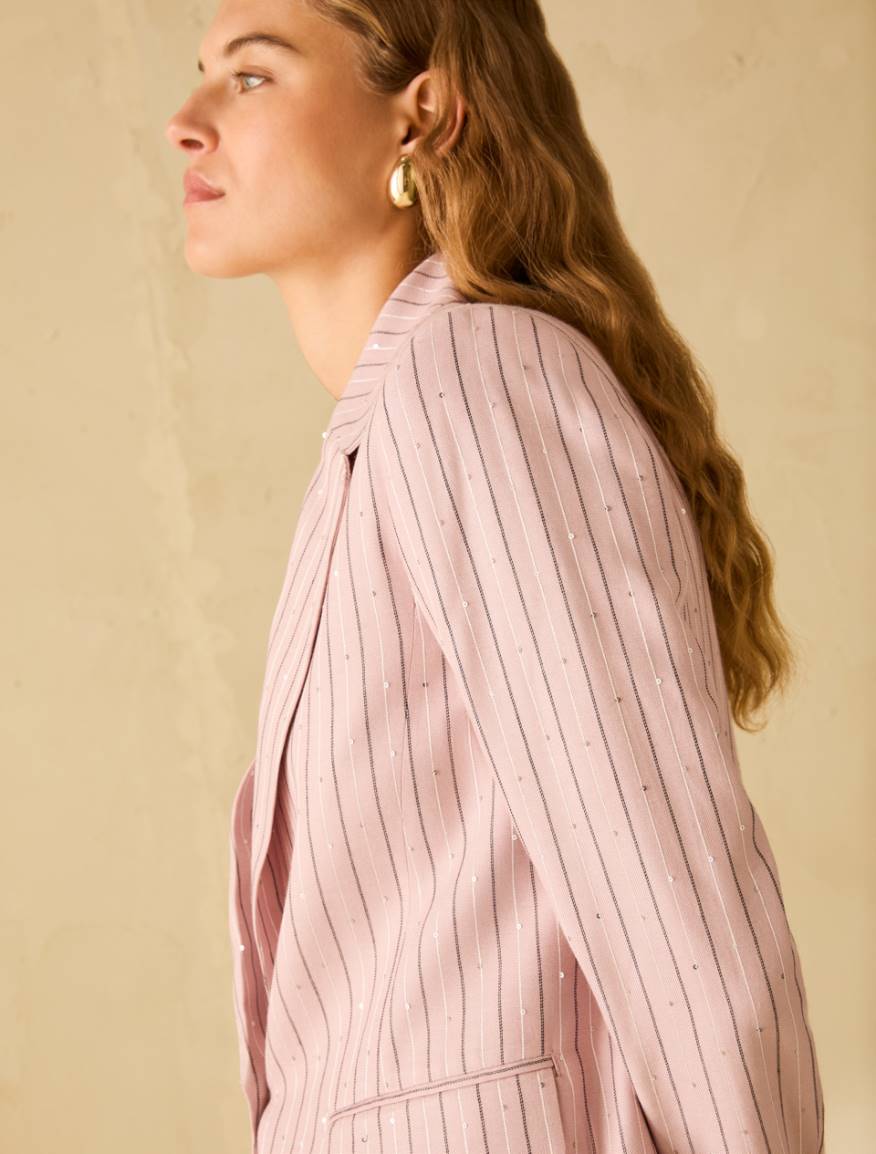 Pinstriped blazer with sequins - PINK - Pennyblack - 4