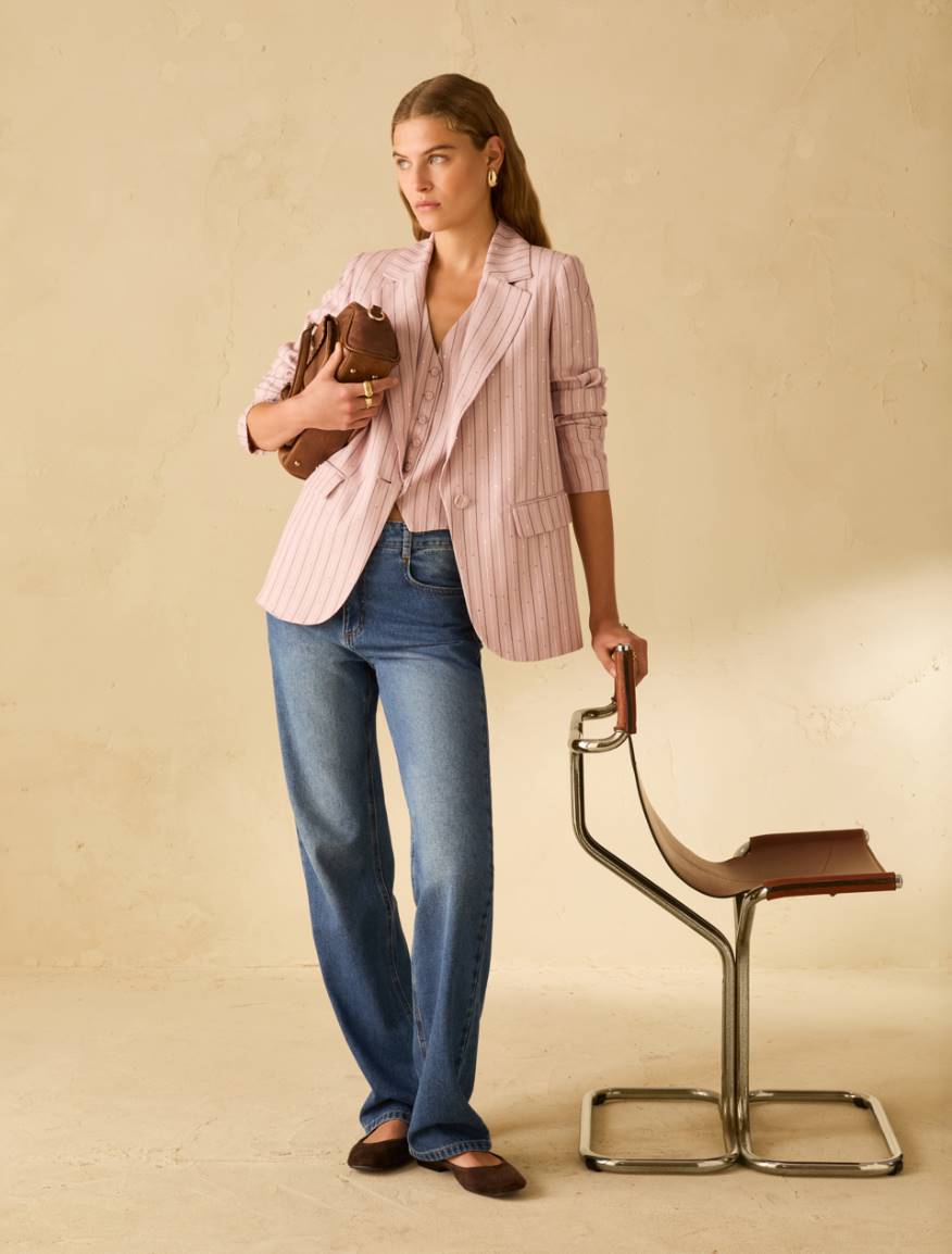 Pinstriped blazer with sequins - PINK - Pennyblack - 5