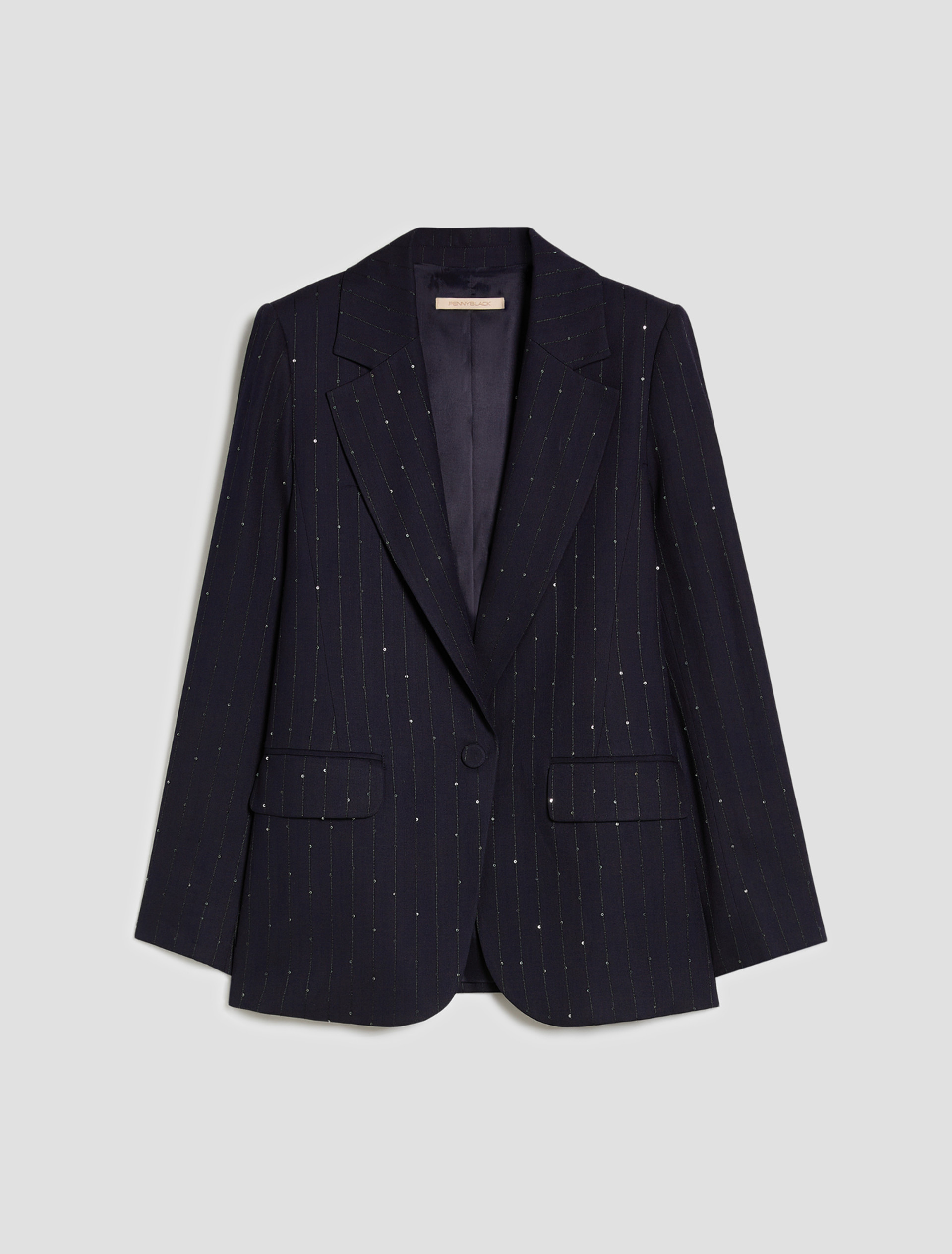 Pinstriped blazer with sequins - NAVY - pennyblack