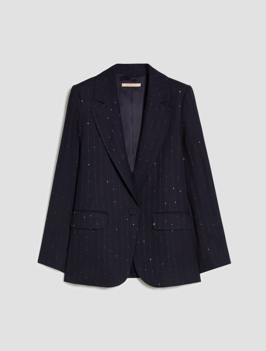 Pinstriped blazer with sequins - NAVY - Pennyblack - 2