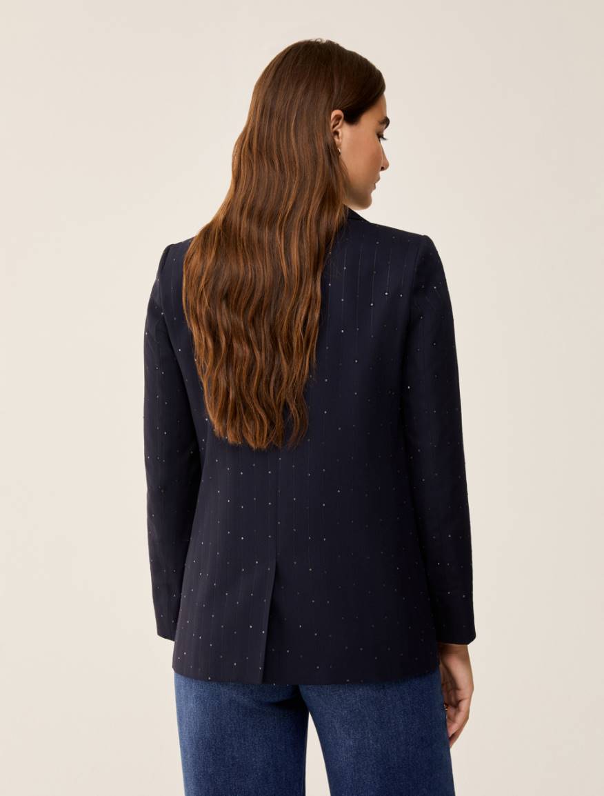 Pinstriped blazer with sequins - NAVY - Pennyblack - 3