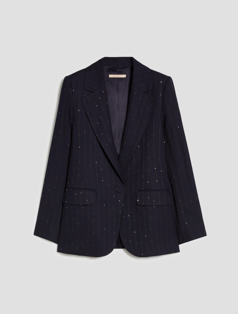 Pinstriped blazer with sequins - NAVY - pennyblack