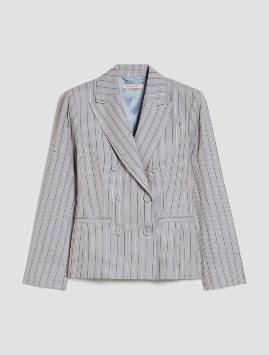 Double-breasted blazer with sequins - LIGHT BLUE - Pennyblack - 2