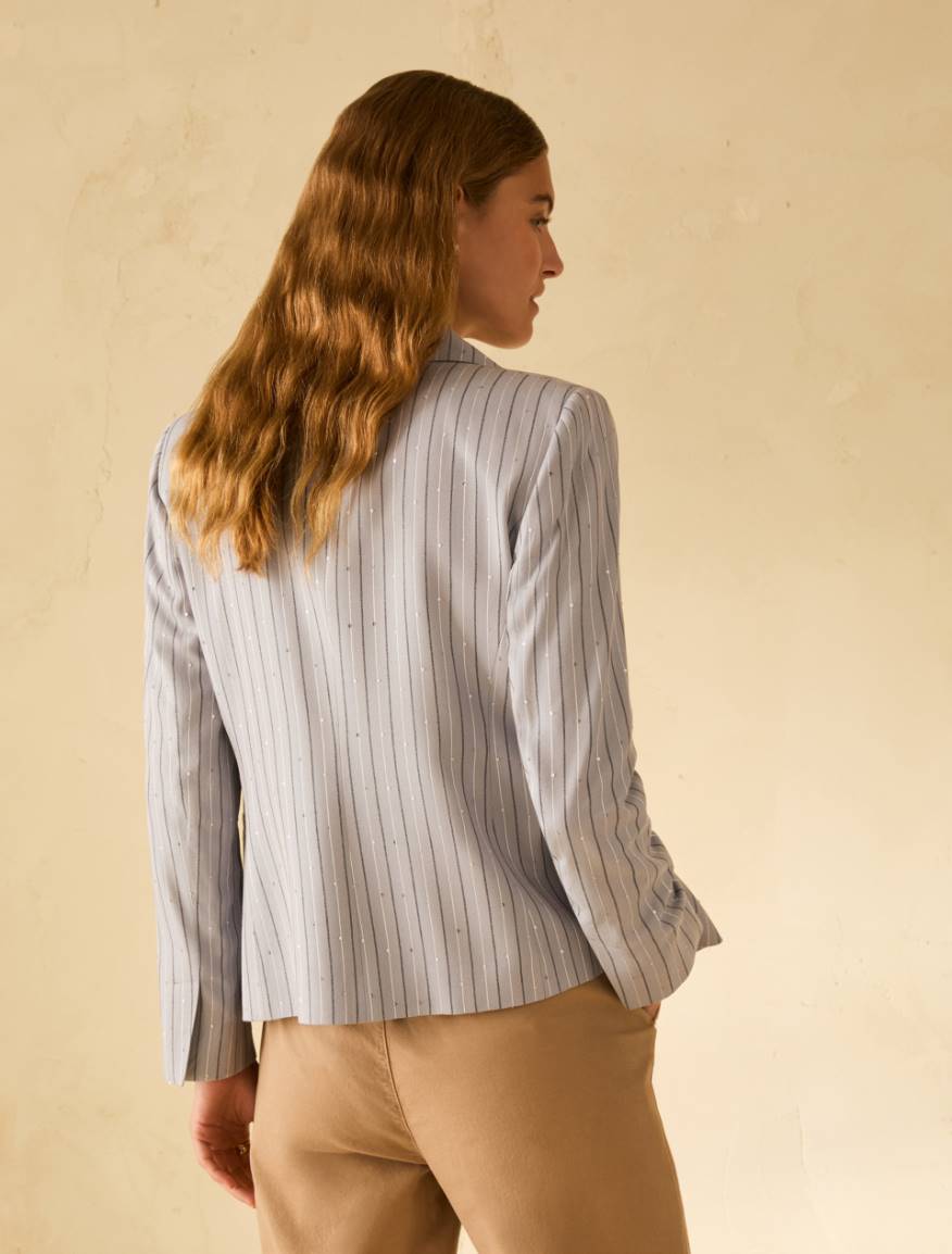 Double-breasted blazer with sequins - LIGHT BLUE - Pennyblack - 3