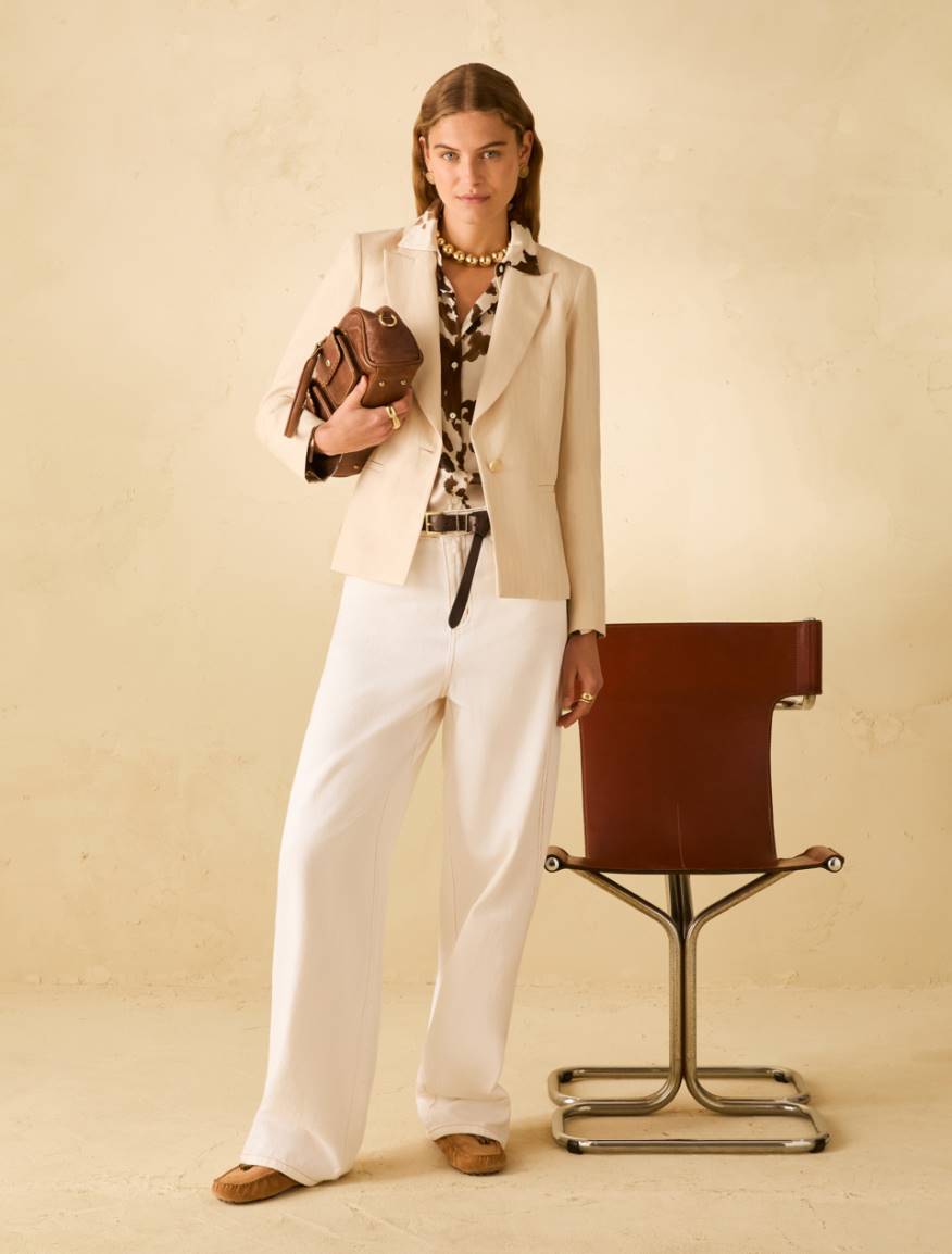 Lamé pinstriped blazer - BEIGE - Pennyblack - 5