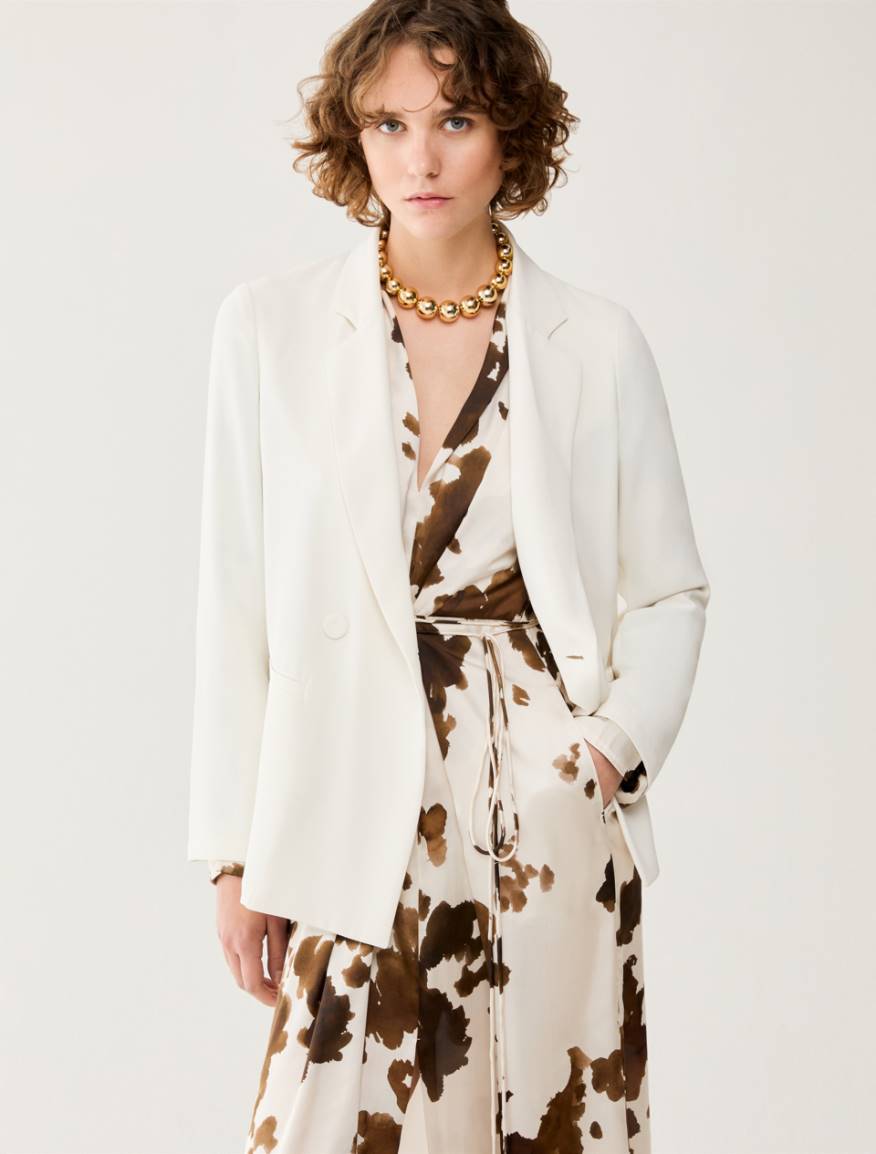 Blazer in sablé fabric - IVORY - Pennyblack
