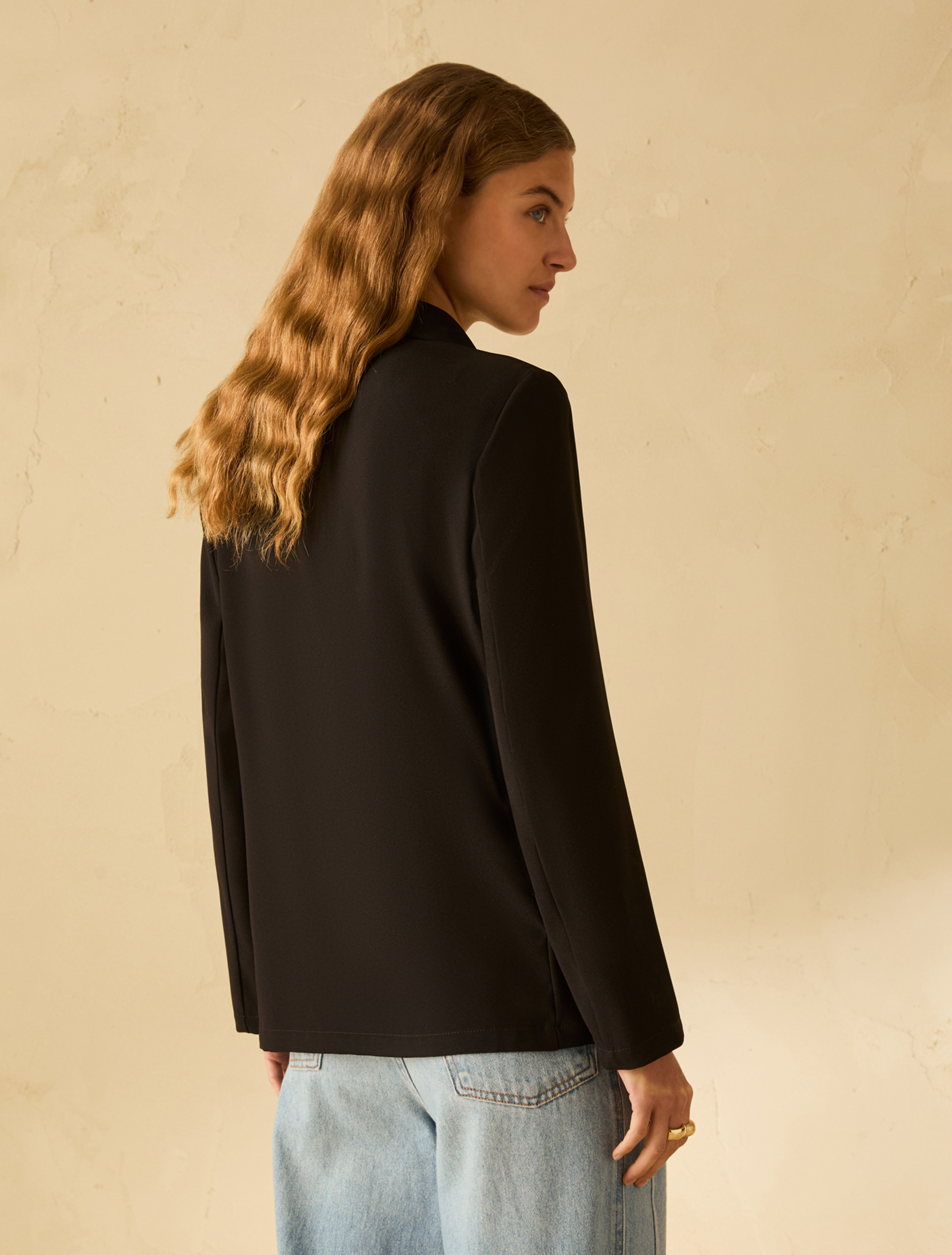 Blazer in sablé fabric - BLACK - pennyblack