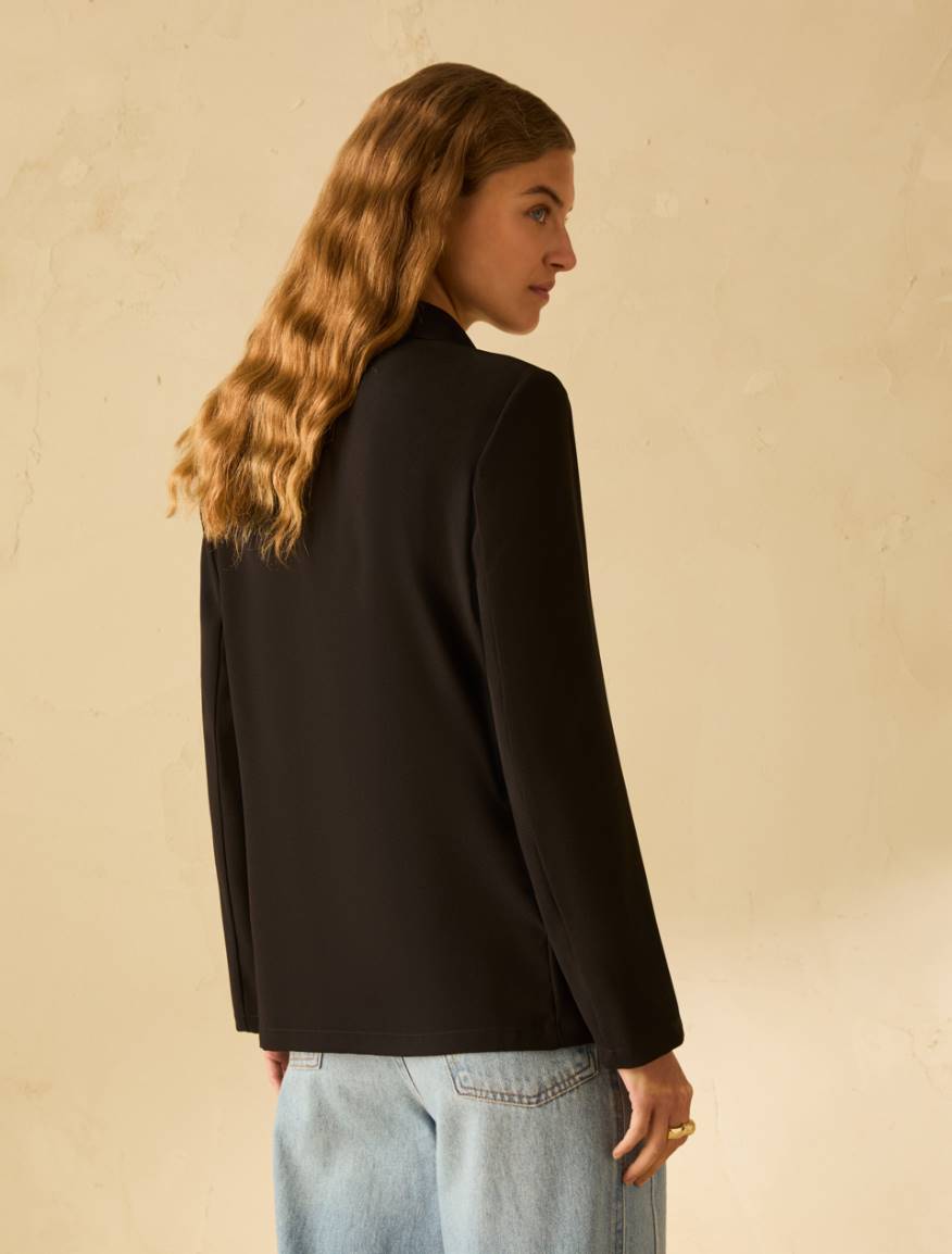 Blazer in sablé fabric - BLACK - Pennyblack - 3