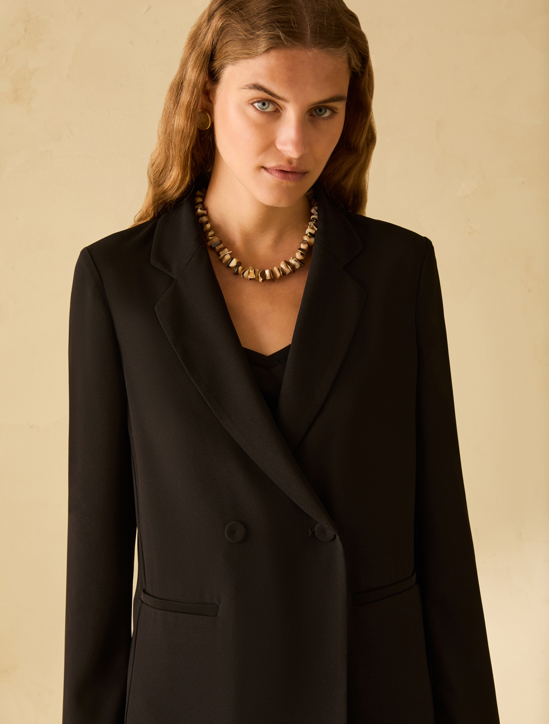 Blazer in sablé fabric - BLACK - pennyblack
