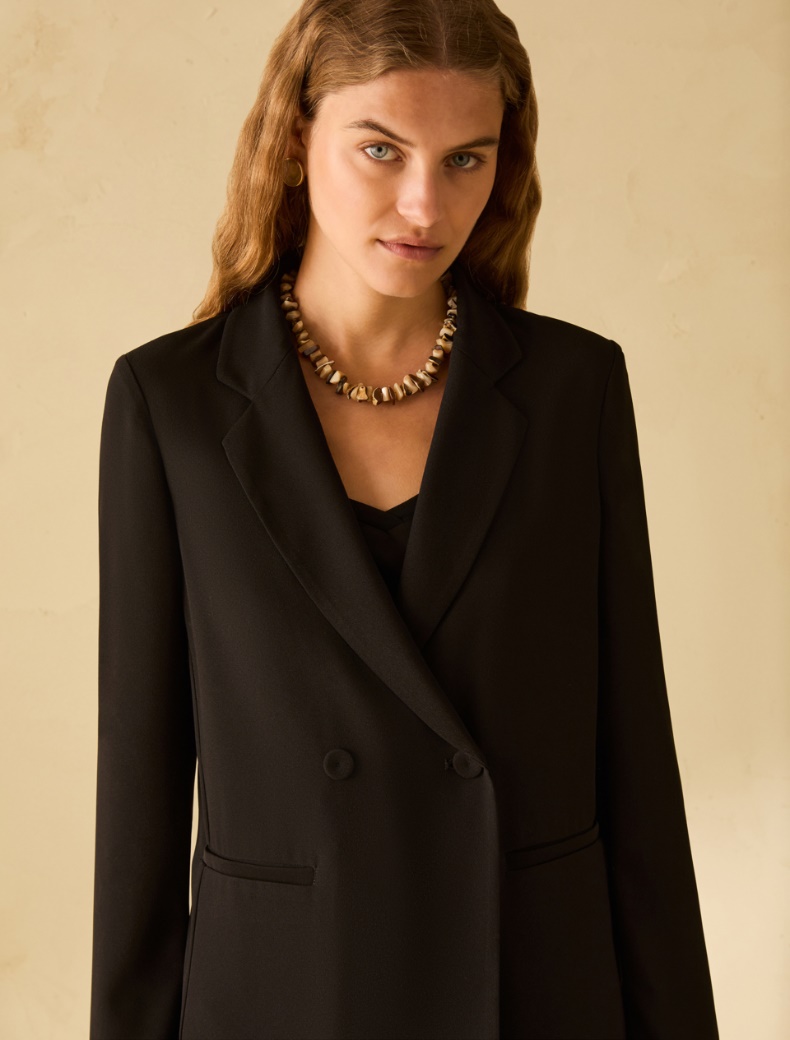 Blazer in sablé fabric - BLACK - pennyblack