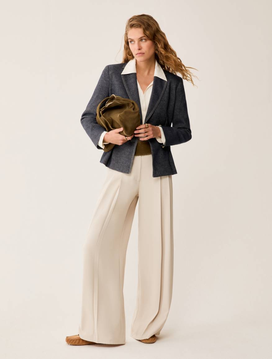 Slim-fit cotton and linen blazer - NAVY - Pennyblack - 5