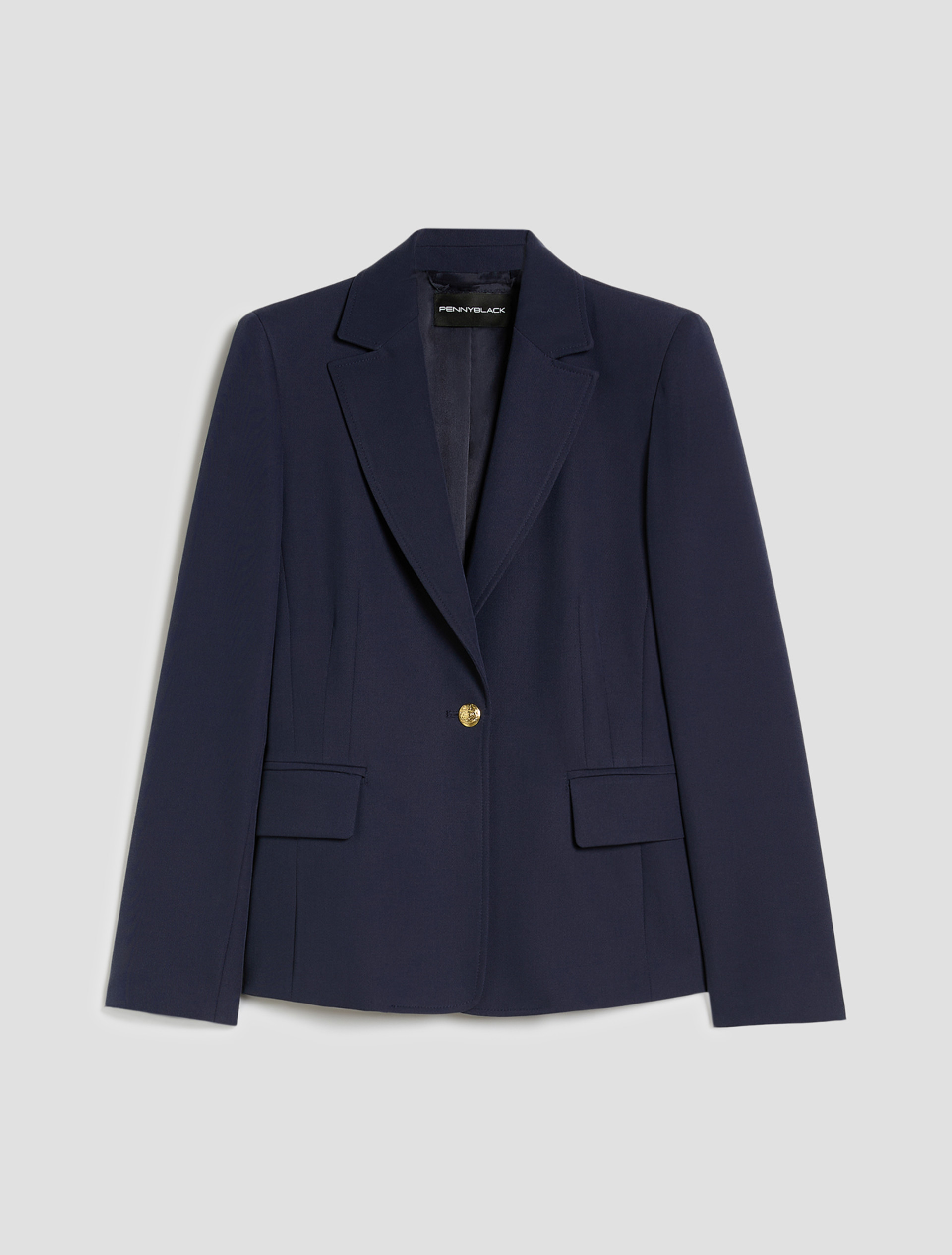 Single-breasted twill blazer - NAVY - pennyblack