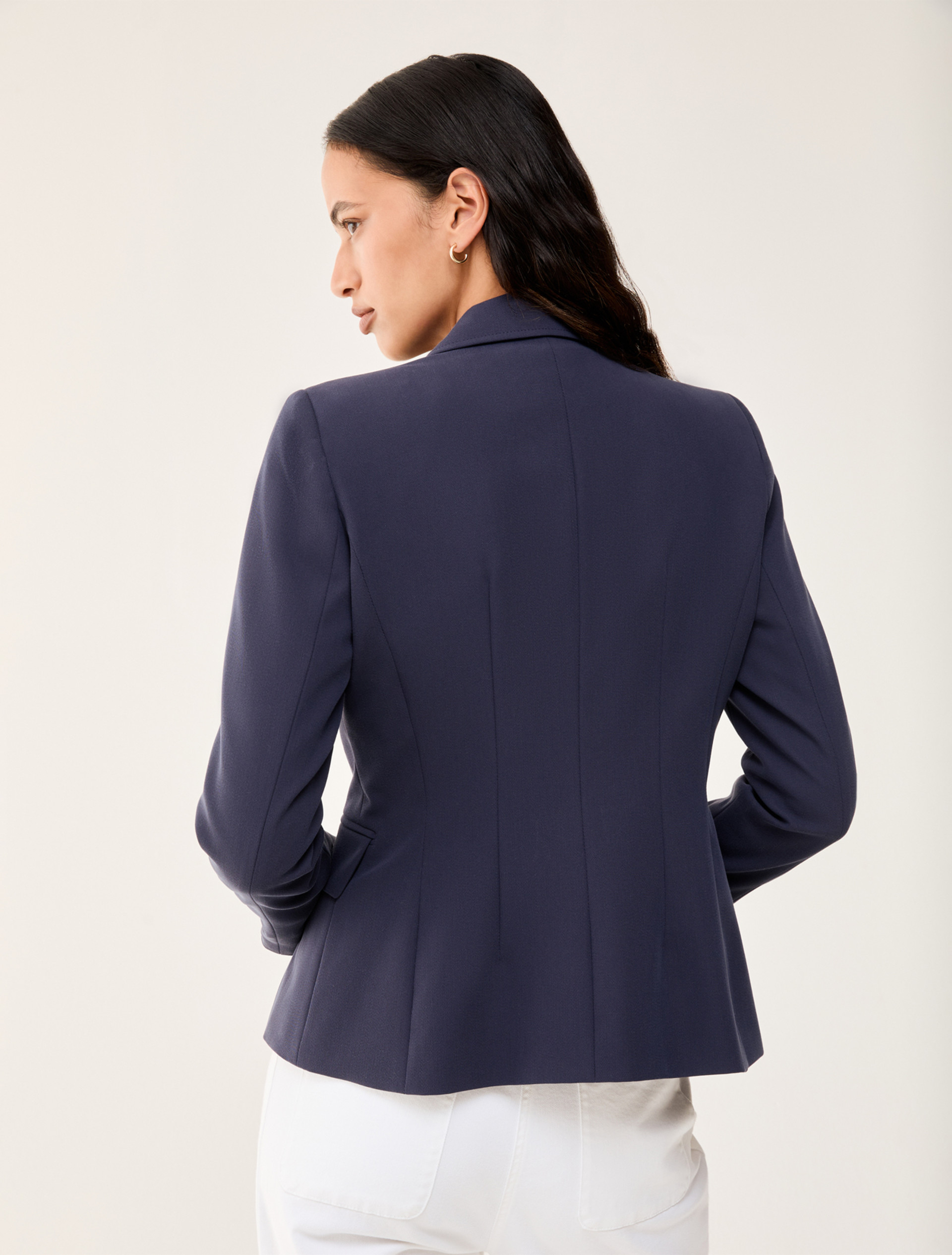 Single-breasted twill blazer - NAVY - pennyblack