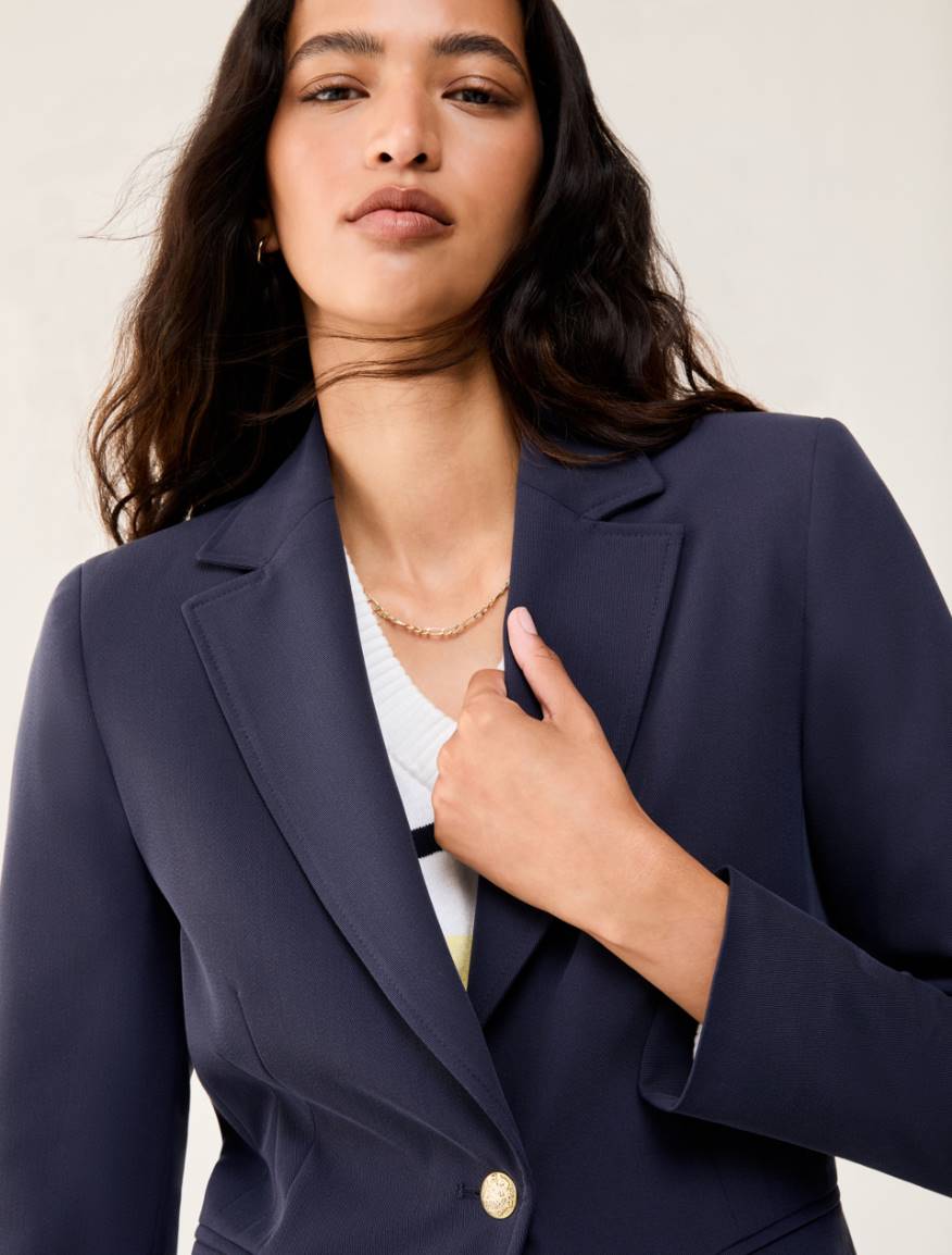 Single-breasted twill blazer - NAVY - Pennyblack - 4